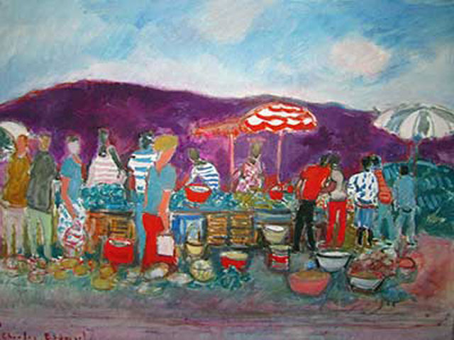 19-N53_Marché de la Réunion 1992_Huile 64x53